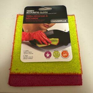 Casabella Terry Scouring Cloth 2 pack Cloths 5.25 in x 5.25 in, NWT